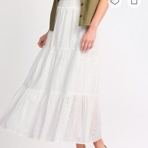 Skies Are Blue White Eyelet Maxi Skirt